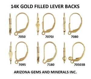 14K Gold Filled Lever Back Hook Ear Wires & French EarWires 6 Styles + 4Pc - 8Pc - Picture 1 of 19