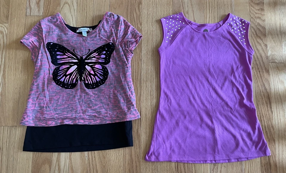 lot of 2 Speechless Girls & Total Girl Size Medium Pink & Butterfly shirts - Image 1 of 4