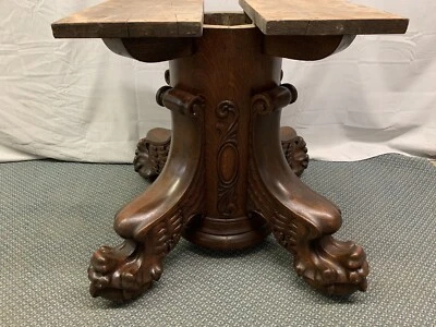 Antique Vintage Dark Oak Claw Foot Winged Pedestal Table Base - Image 1 of 4