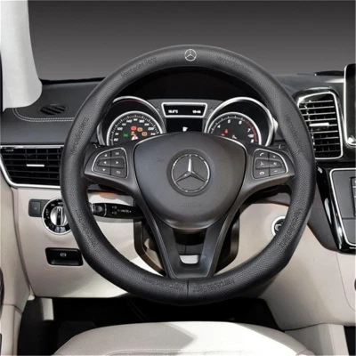 Cubierta de volante de coche 38 cm diamater cuero genuino estenopeico para Mercedes-Benz Foto 1 de 3