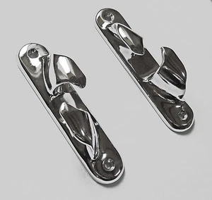 Fairleads, ZWEI (Handpaar), 150 mm lang x 18 mm Backen, MASSIVMESSING VERCHROMT 58A/B00C - Bild 1 von 5