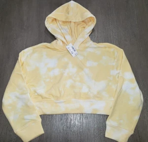 girls NEW NWT yellow tie dye HOODIE SWEATSHIRT small 8 emoji SMILE CUTE! - Picture 1 of 2