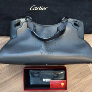 Cartier Tasche Marcello Mast Line Punching Leder schwarz guter Zustand - Bild 1 von 11