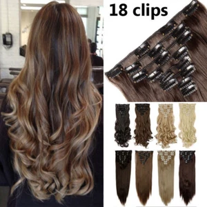 Premium Extra Thick Clip In On As Human Hair Extensions Full Head Double Weft lk - Picture 1 of 45