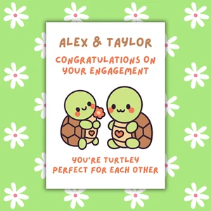Personalised "Turtle-y Perfect for Each Other" Engagement Card | Custom Card - Picture 1 of 4