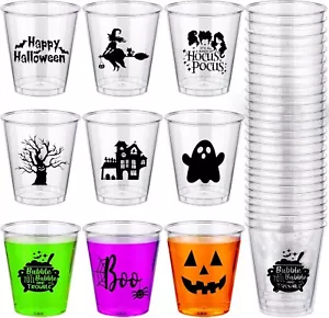 108 Pcs Halloween Shot Glasses 1.69 Oz Disposable Plastic Party Shot Cups Clear. - Picture 1 of 7