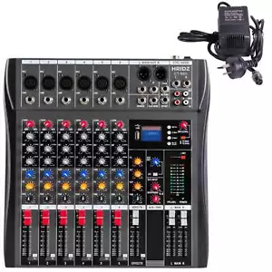 Hridz 6 Channels Bluetooth Mixer DJ Karaoke Live Studio Audio Mixer USB Console - Picture 1 of 10
