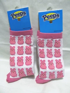 2 Pairs of New Peeps Pink Bunny Socks Womens Medium Easter - Picture 1 of 3