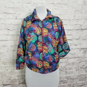 Vintage 90er Damen M bunte abstrakte Keramik geometrisches Muster Windbreaker - Bild 1 von 9
