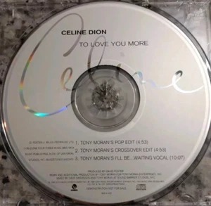 RARE!! Celine Dion - TO LOVE YOU MORE Remix Promo US CD Tony Moran 3 Tracks 1998 - Picture 1 of 1