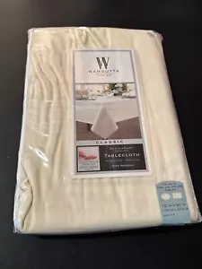 NEW Wamsutta Classic 70" x 90" Cotton Tablecloth Vanilla / Ivory Stain Resist - Picture 1 of 2