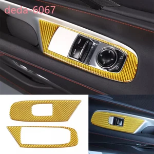 Panel de interruptor de elevación de ventana embellecedor para Chevrolet Corvette C8 2020 + fibra de carbono amarilla - Imagen 1 de 18