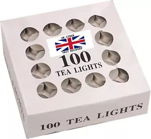 100pcs (8 HOUR LONG BURN) (50 per Pack) Tea Light Candles White Unscented - Picture 1 of 6