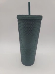 Starbucks 2022 Studded Matte Dark Green 24 oz Tumbler Cold Cup Venti - Picture 1 of 1