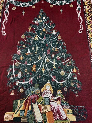 Christmas Tree Gifts Tapestry Throw Blanket Xmas 68 inch Goodwin Weaves Vintage  - Image 1 of 4