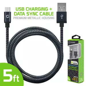 Cellet 5ft Micro USB Charging and Data Sync Cable BLACK - Picture 1 of 1