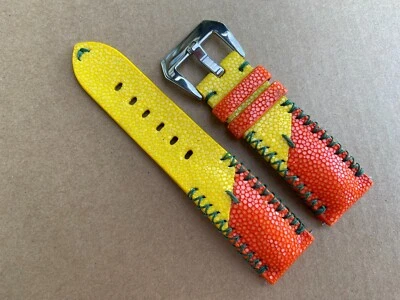 Yellow - Orange Stingray Watch Strap Band  18mm 19mm 20mm 21mm 22mm 24mm 26mm - Image 1 of 4