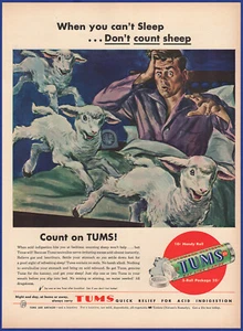 Anuncio impreso vintage 1948 TUMS Indigestión medicina antiácida años 40 - Imagen 1 de 1