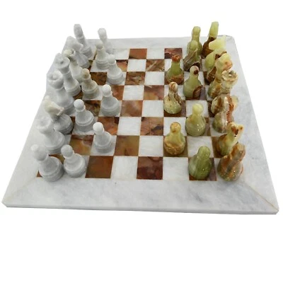 Handmade Staunton White and Green Marble Chess Board Game Set CH-004 - Image 1 of 3