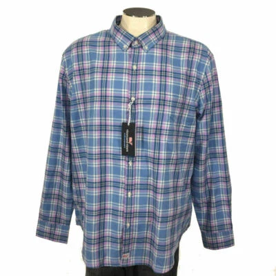NUEVO CON ETIQUETAS Camisa Vineyard Vines Calce Ajustado Murray Abotonada L Rosa Azul Para Hombres $100 Foto 1 de 4