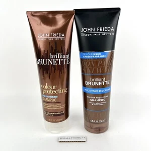 2x John Frieda Brilliant Brunette Colour Protecting Shampoo Multi-Tone 8.45oz - Picture 1 of 8