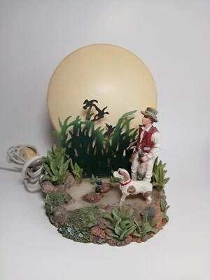 Vintage Resin Duck Hunting Dog Moon Decorative Accent Table Cord Lamp Light 10" - Image 1 of 3