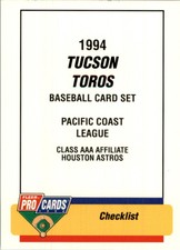 1994 Tucson Toros Fleer/ProCards #780 Checklist