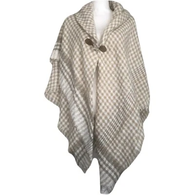 Poncho Charter Club camelo xadrez aberto alternar topper envoltório cachecol bronzeado novo com etiquetas $59 #1160 - Imagem 1 de 4