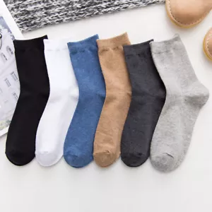 Lot 5 Pairs Classic Dress Socks Men's Sport Socks Cotton Fashion Crew Solid - Picture 1 of 13