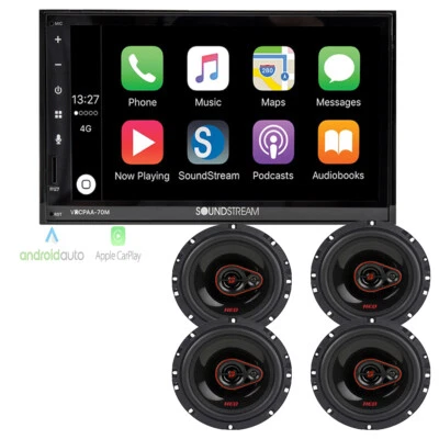 VRCPAA-70M Apple CarPlay/Android Auto Car Stereo + 2 Pair 6.5" coaxial speakers - Image 1 of 4