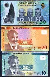 NAMIBIA 🇳🇦 SET * P16/P17/P18 * 10/20/30 DOLLAR * UNC GEM * USA VERKÄUFER - Bild 1 von 1
