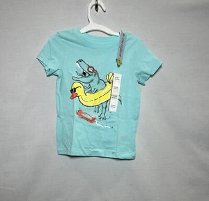Toddler Kids' Dino & Duck Graphic Short Sleeve T-Shirt Cat & Jack Aqua 2T - Picture 1 of 2