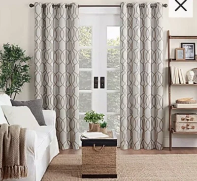 Eclipse Ambiance Lattice Draft Stopper Grommet Panel Curtain 50in x95in Taupe - Image 1 of 4