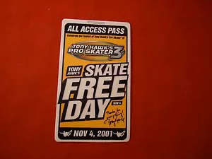 Tony Hawk Pro Skater 3 N64 PS1 Game Boy Promo Skate Day Access Pass Sticker - Picture 1 of 2