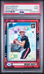 Panini Donruss Drake Maye #379 2024 vista previa óptica rojo Pandora novato PSA 9 - Imagen 1 de 2