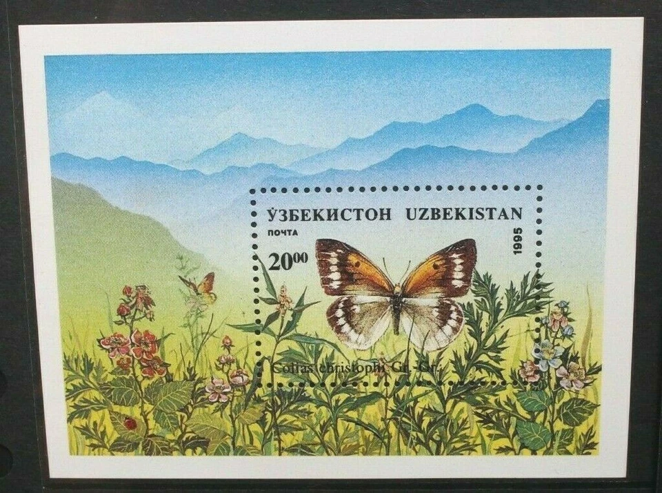 Uzbekistán 1995 Mariposas y polillas. HOJA DE RECUERDO. Como nuevo nunca montado. SGMS84 Foto 1 de 1