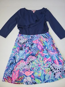 Girls Lilly Pulitzer Hazel Dress size XL 12-14 long sleeve fantasy garden - Picture 1 of 4