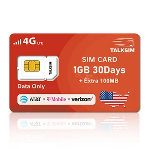 USA/Europe 4G LTE SIM – 1.1GB 30-Day Plan | Data Only, No Roaming Fees - Picture 1 of 5