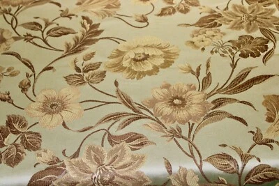Upholstery Remnant Jacquard Woven Floral of Gold,Brown & Tan on Beige Background - Image 1 of 4