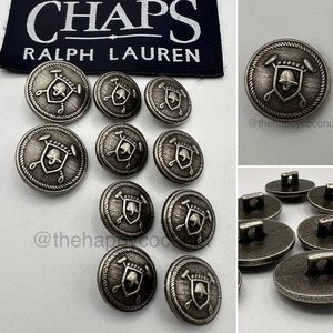 VINTAGE CHAPS RALPH LAUREN BLAZER REPLACEMENT BUTTONS PEWTER POLO HELMET LOT SET - Picture 1 of 9