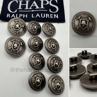 VINTAGE CHAPS RALPH LAUREN BLAZER REPLACEMENT BUTTONS PEWTER POLO HELMET LOT SET - Image 1 of 4
