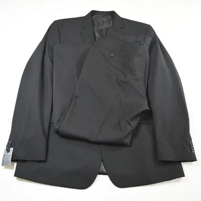 Kenneth Cole 46L 40x30 黑色弹力男式夹克裤子套装 — 第 1/4 张图片