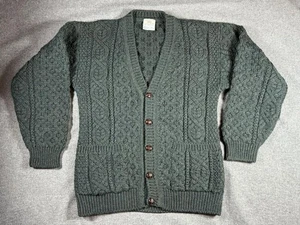 Cárdigan de lana Bonner of Ireland para hombre suéter de pescadores pequeño verde oscuro - Imagen 1 de 4