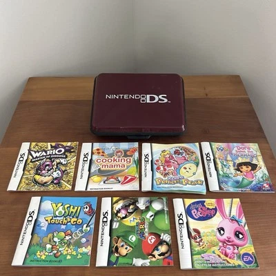 Nintendo 3DS XL DSi Lite Hard Carrying Case Red / Burgundy & DS Game Manual Lot - Image 1 of 4