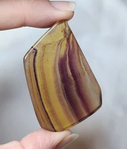 Yellow Purple Fluorite Slice Crystal Polished Healing Mineral Specimen  - Picture 1 of 9