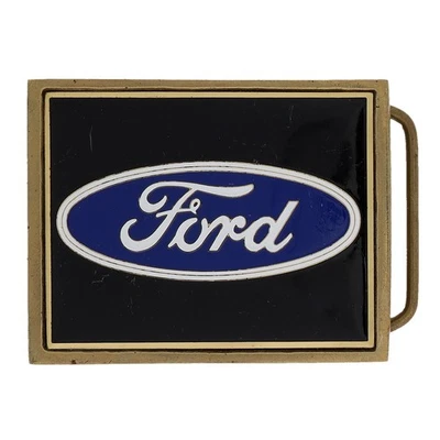 Brass Ford Mustang Van Truck Ranger F-150 Bronco 1970s Nos Vintage Belt Buckle - Image 1 of 4
