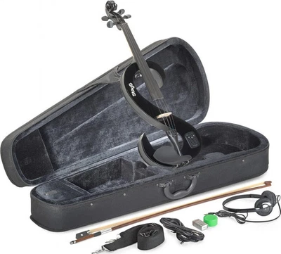 Stagg 4/4 electric violin set with S-shaped black electric violin - Image 1 of 2