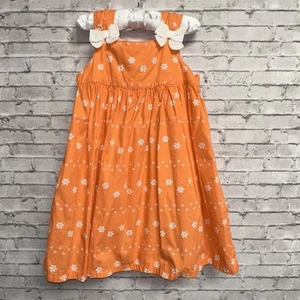 Gymboree Toddler Size 2T Orange Floral Dress Cotton Sleeveless Bows - Picture 1 of 9