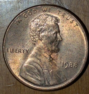 1988 1c Memorial Cent Strong Thickness Lincoln's Profile Eyelid Spread - Picture 1 of 17