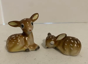 Set di 2 statuine cervo cerbiatto vintage Bone China made in Giappone occupato - Foto 1 di 3